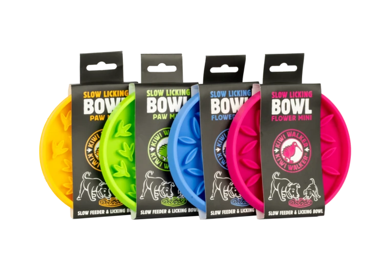 Kiwi Walker Slow Licking Bowl Flower Mini – miska spowalniająca jedzenie i lizanie dla psa i kota niebieska