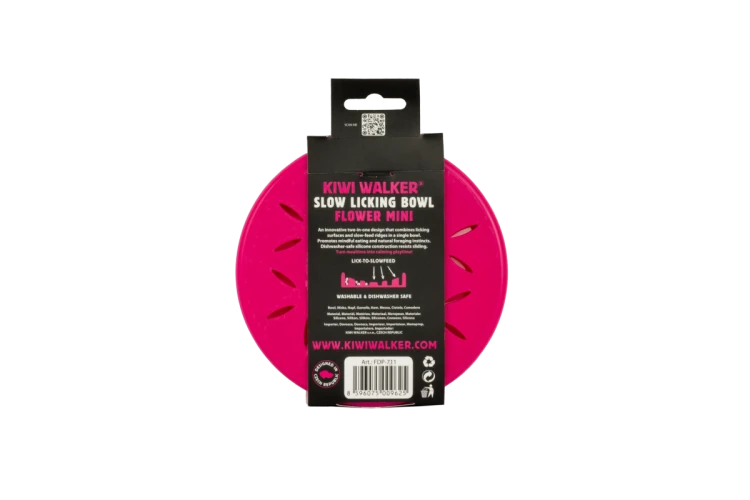 Kiwi Walker Slow Licking Bowl Flower Mini – miska spowalniająca jedzenie i lizanie dla psa i kota różowa
