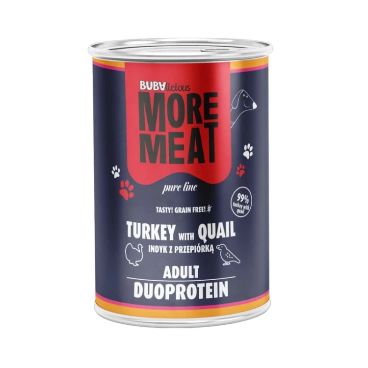 BUBAlicious MORE MEAT karma mokra duo Pure indyk przepiórka 400g