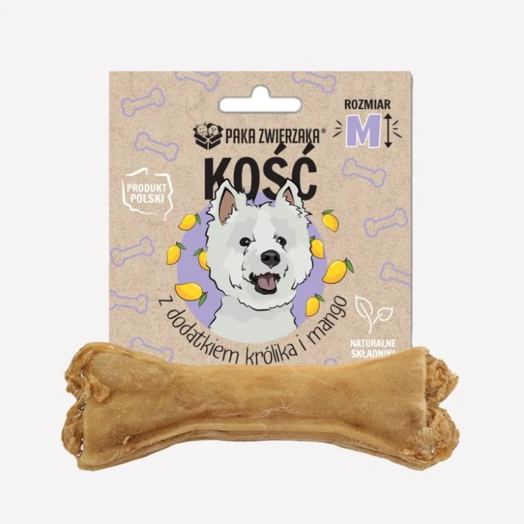 Paka Zwierzaka Gryzak dla psa kość z dodatkiem królika i mango M- 12 cm 55 g