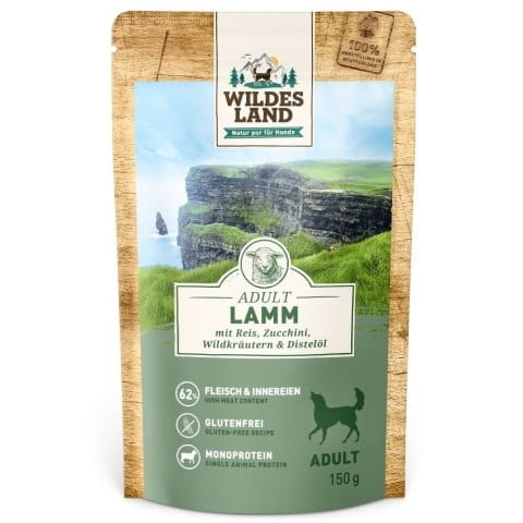 WILDES LAND DOG Karma mokra dla psa Classic Lamm - jagnięcina z cukinią, dziką różą i ziołami (150g)
