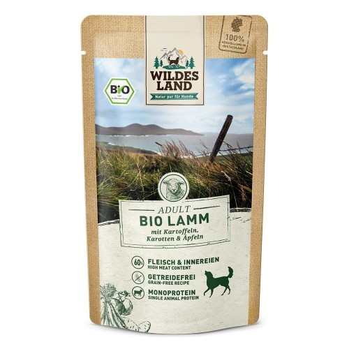 WILDES LAND DOG Karma mokra dla psa BIO Lamm - bio jagnięcina z marchewką i jabłkami (125g)
