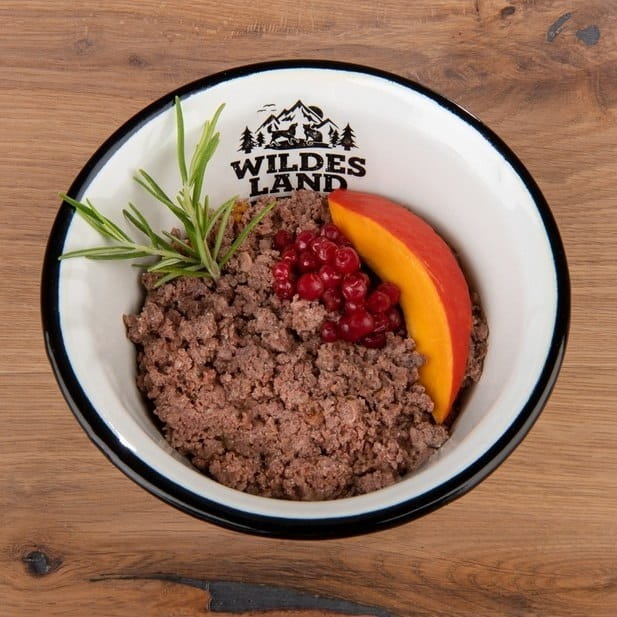 WILDES LAND DOG Karma mokra dla psa BIO Ente - bio kaczka z batatami, gruszką i jagodami (125g)