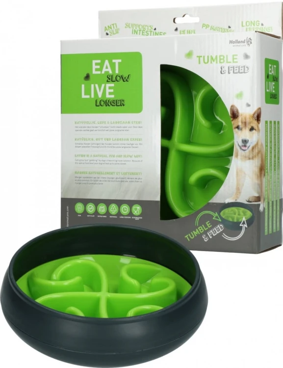 Z ekspozycji! Eat Slow Live Longer TUMBLE FEEDER miska spowalniająca zielona dla psa i kota