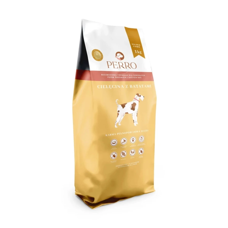 PERRO Karma sucha Cielęcina z batatami dla dorosłych psów średnich i dużych ras 1 kg