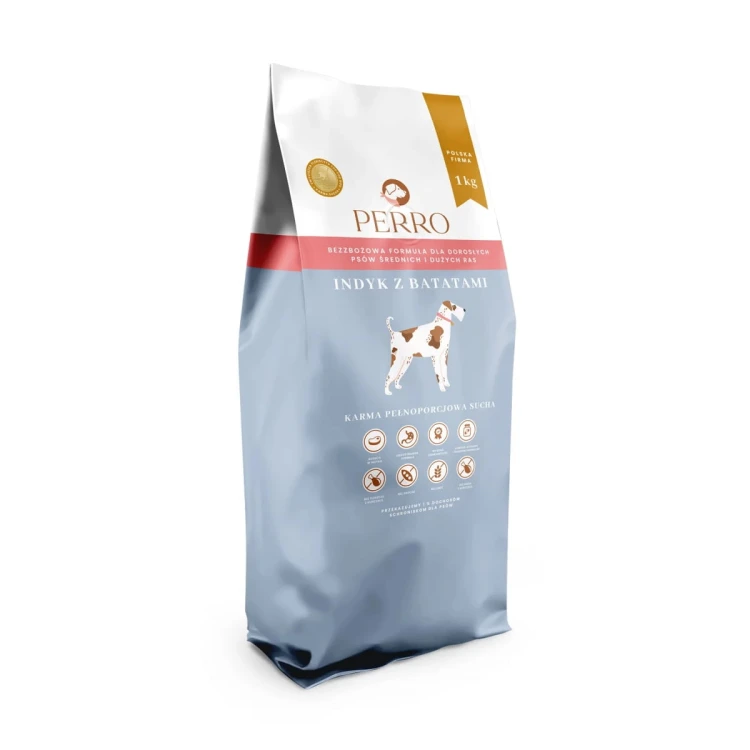 PERRO Karma sucha Indyk z batatami dla dorosłych psów średnich i dużych ras 1 kg
