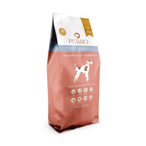 PERRO Karma sucha Wołowina z jagnięciną dla dorosłych psów średnich i dużych ras 1 kg