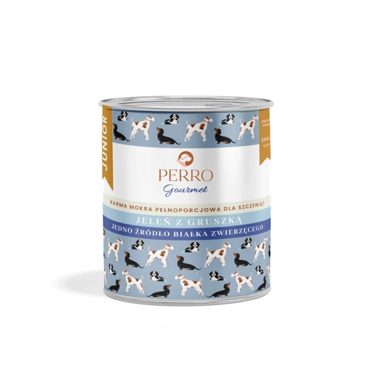 PERRO JUNIOR Gourmet Jeleń z gruszką karma mokra dla szczeniąt 800g