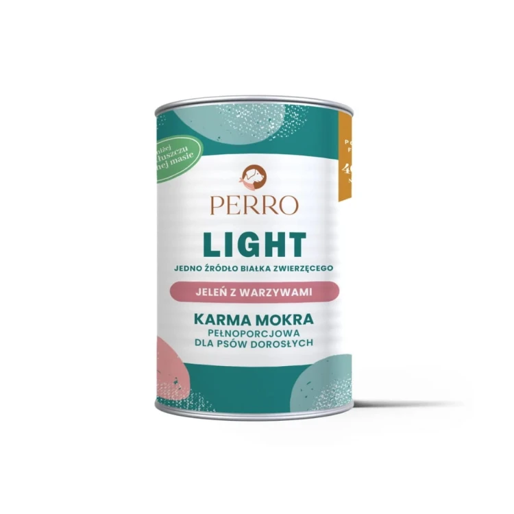 PERRO Karma mokra Light Jeleń z warzywami – monobiałkowa formuła dla psów dorosłych 400g