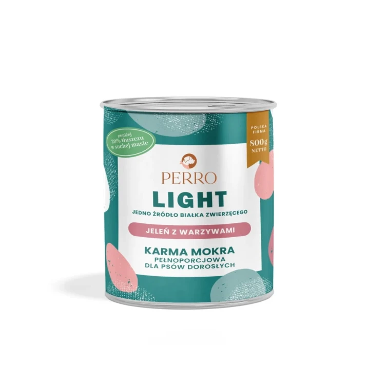 PERRO Karma mokra Light Jeleń z warzywami – monobiałkowa formuła dla psów dorosłych 800g
