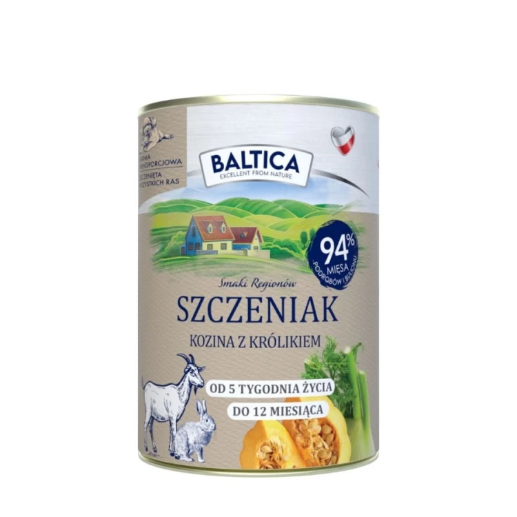BALTICA Karma mokra dla szczeniąt Kozina z królikiem 400g