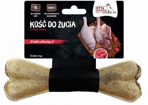 Syta Micha Kość do żucia dla psa z kaczką i malinami