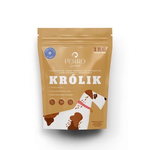 PERRO Karma tłoczona na zimno Gourmet Królik – formuła dla psów dorosłych średnich i dużych ras 1kg