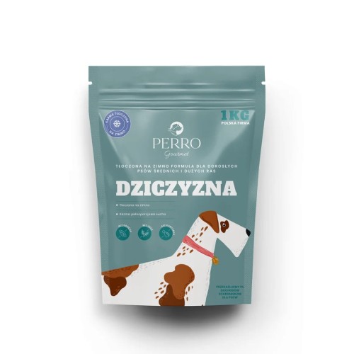 PERRO Karma tłoczona na zimno Gourmet Dziczyzna – formuła dla psów dorosłych średnich i dużych ras 1kg